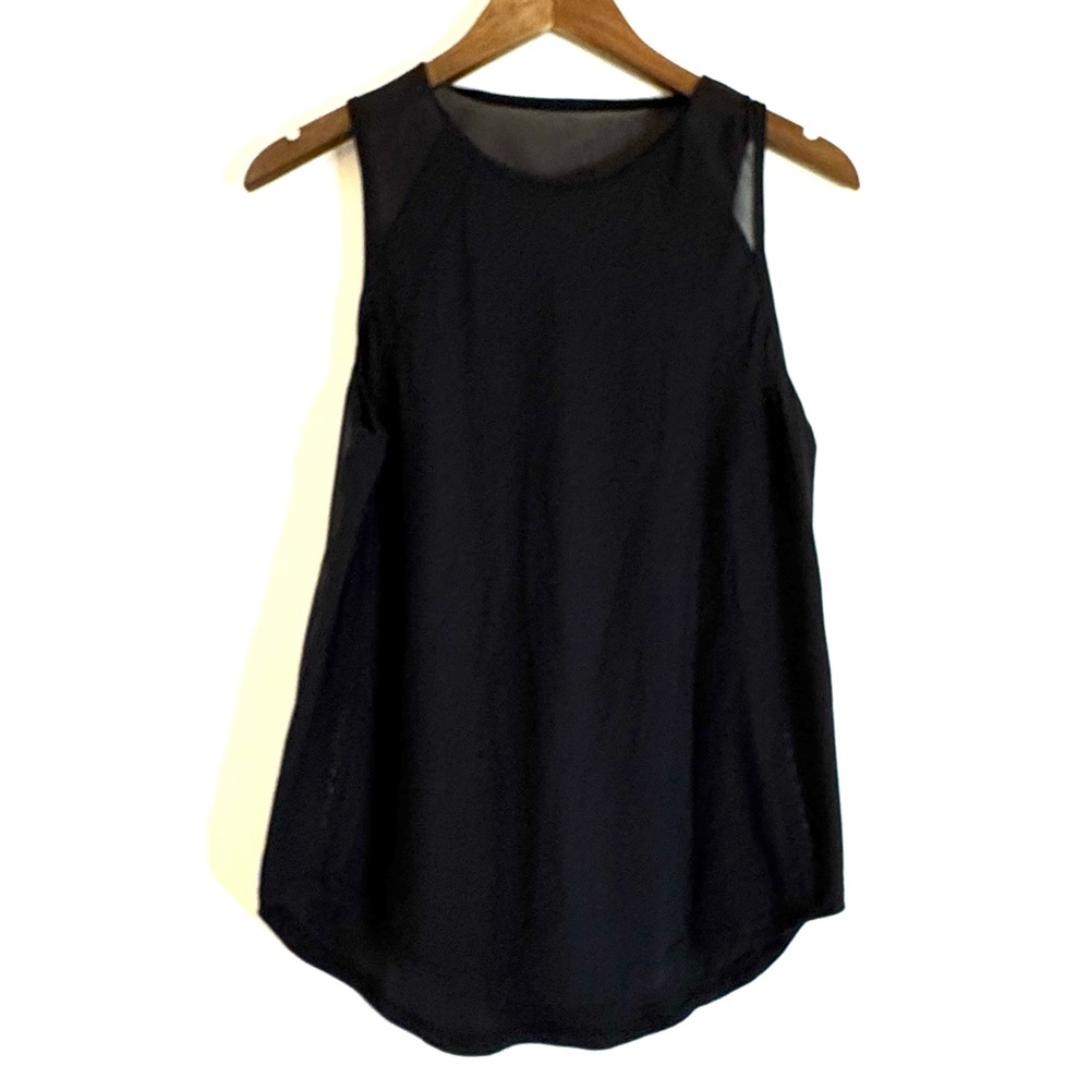 Lululemon Black Sleeveless Scoopneck Sculpt Tank Top Mesh Back Medium Athleisure